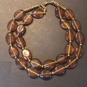 Amber-Colored Double Strand Necklace